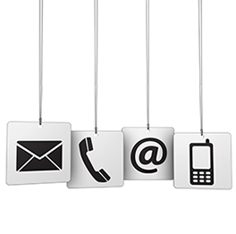 Mail, phone, at and cell icons